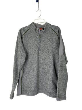 0731 Merrell Quarter Zip Pullover L Gray Green trim
